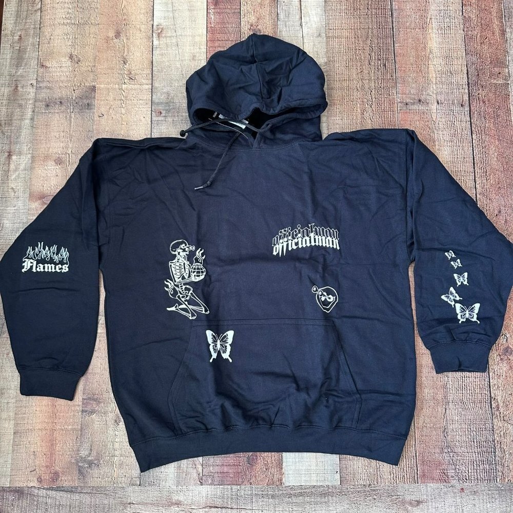 Boohoo Man oversized multi graffiti print graphic hoodie Men's Large